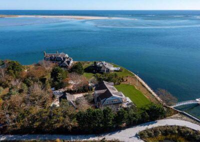 drone shot of waterview home in chatham built by Harbor Builders