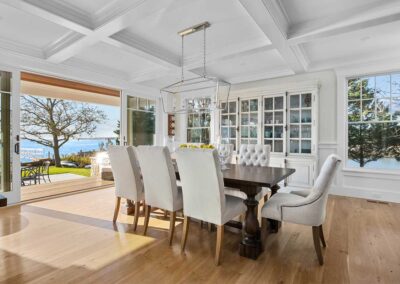 picture of a dining room with beautiful water view