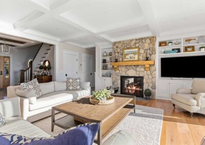 picture of living room with large tv screen