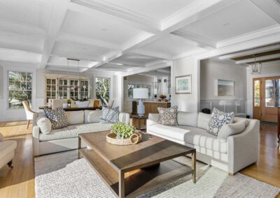 Cape Cod living room with large white sofas