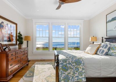 Beautiful bedroom with large windows