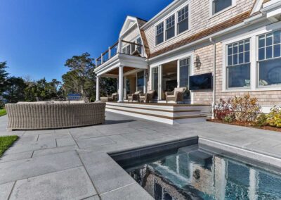 Outdoor deck with a pool