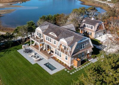 drone shot of full property including separate garage building