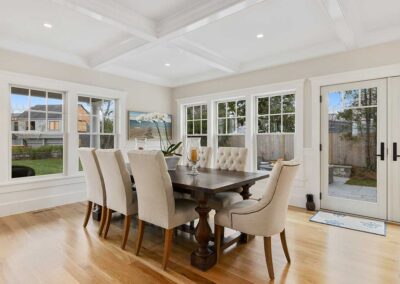 dining room with doors to back patio