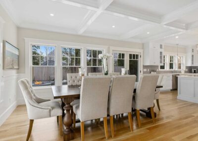 Dining space with natural light from many windows