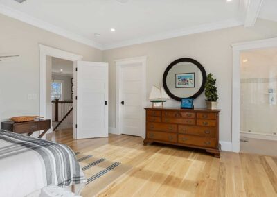 Bedroom with light wood floor